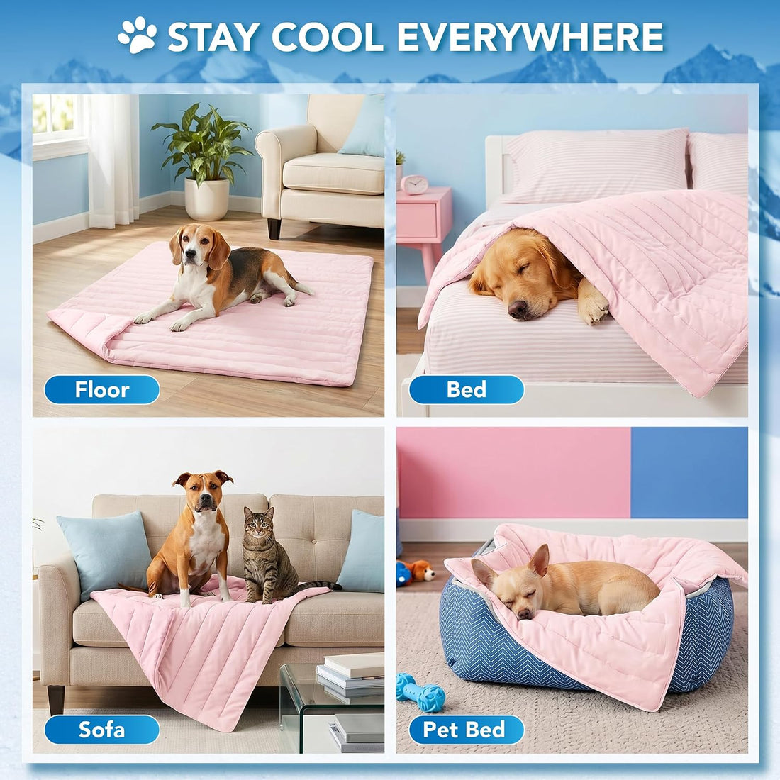 PetAmi Dog Cooling Mat Blanket Pet Pad for Small Medium Cat, Small