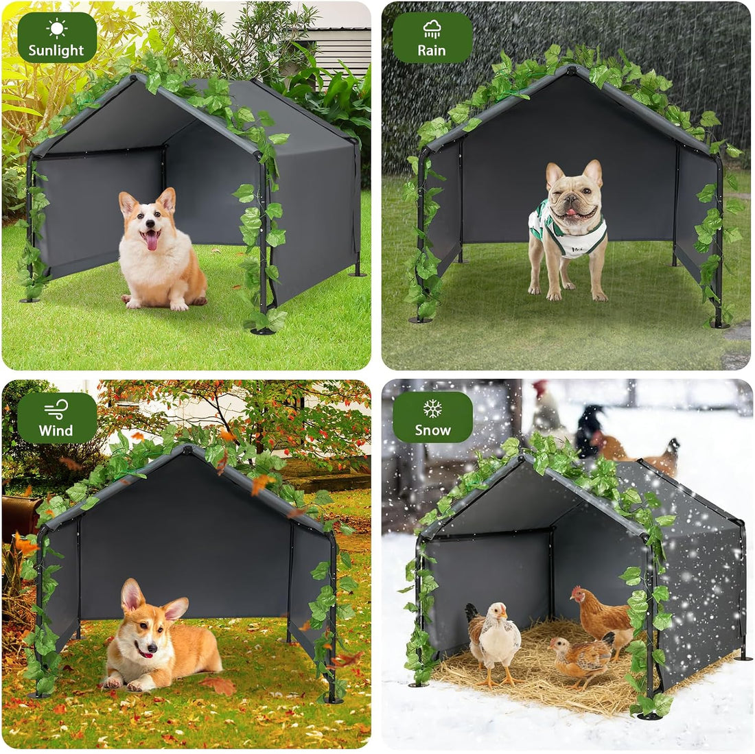 Large Dog Shade for Outside - Outdoor Dog Canopy Pet House Dog Tent