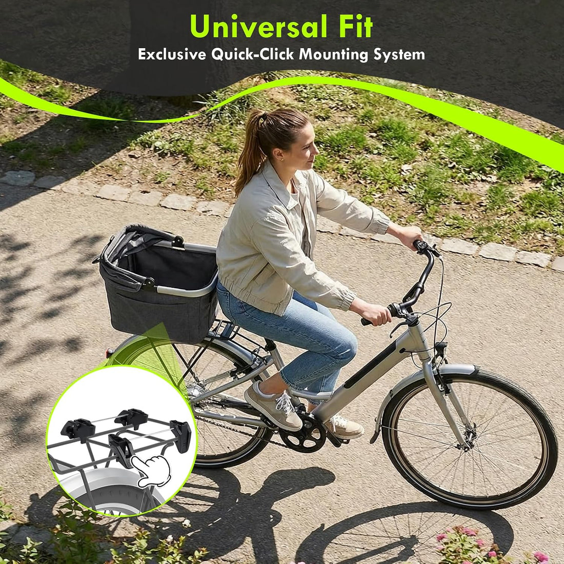 Foldable Dog Rear Bike Basket Supports Up to 22 lbs with Metal Frame