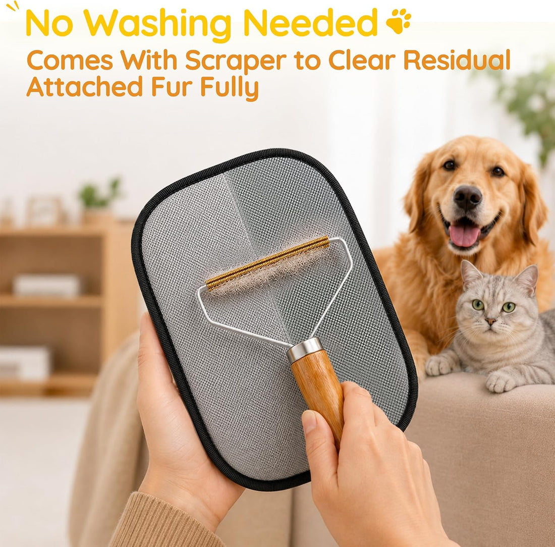 Pet Hair Removal Glove: Static Friction Clumps 95% Fur Fast