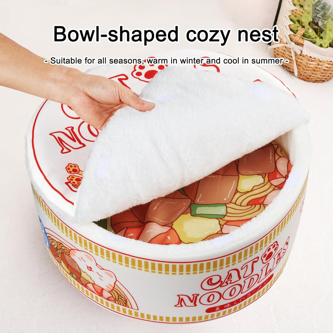 寵幸 Ramen Noodle Dog & Cat Bed,Keep Warm and Super Soft Creative Pet