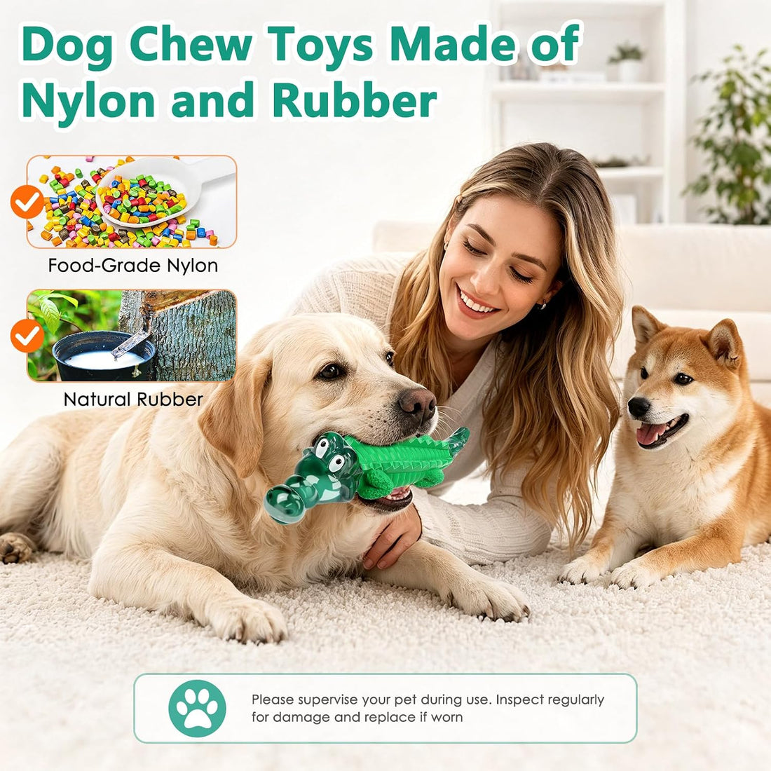 Fuufome Alligator Dog Toys for Aggressive Chewers,Medium Large Breed