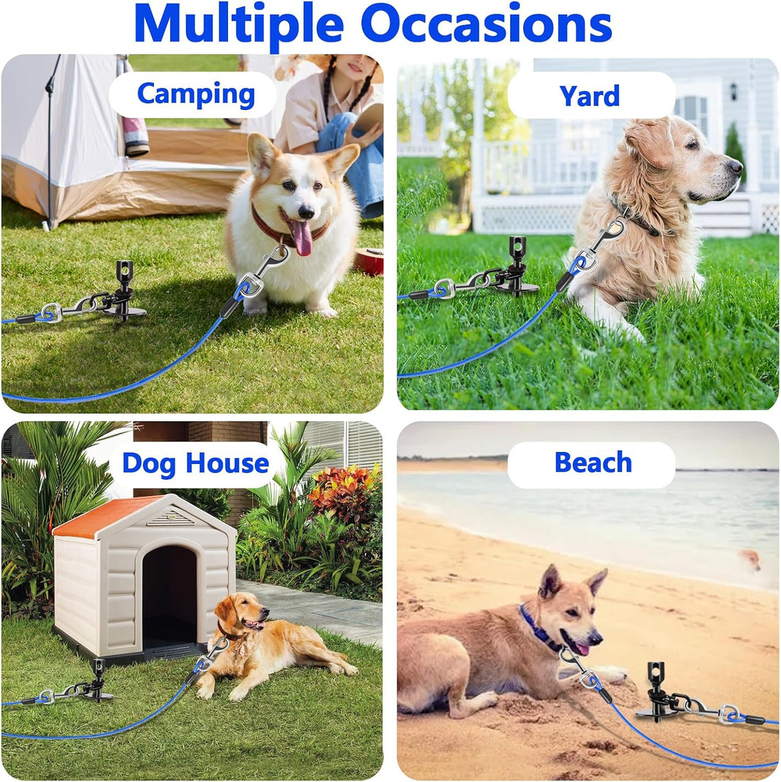 Heavy Duty Dog Tie Out Cable and Stake,30FT Rust Proof Dog Tether