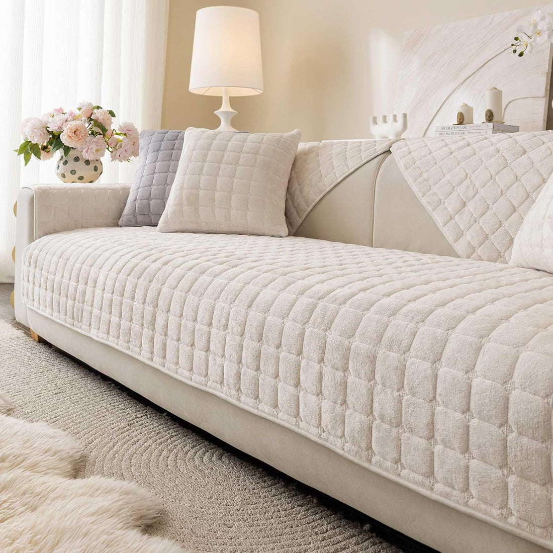 Velvet Washable Couch Cover,Nonslip Sofa Cover for Dogs.