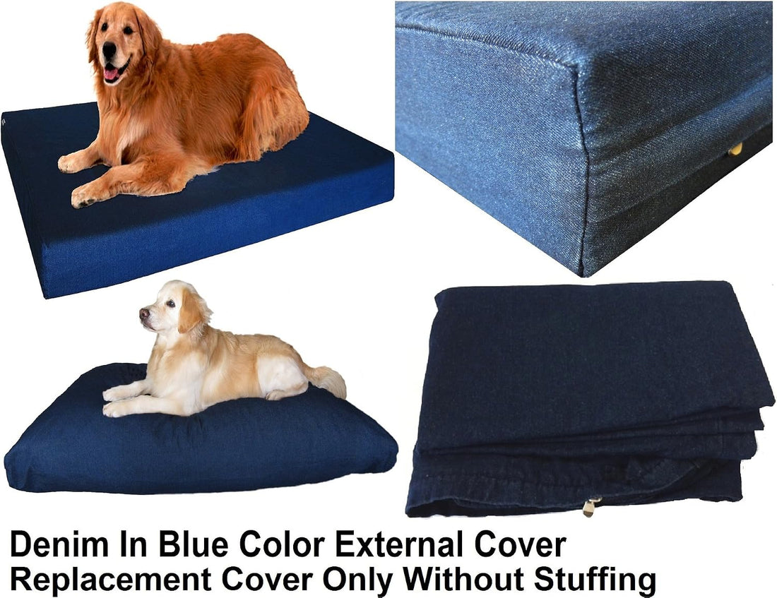 Dogbed4less 47X29X4 Inches Extra Large Blue Color Denim Cotton Jean