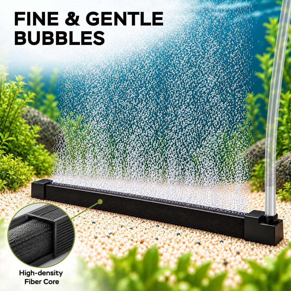 Fish Tank Bubble Strip, Aquarium Air Stone Bar with Fine Bubbles