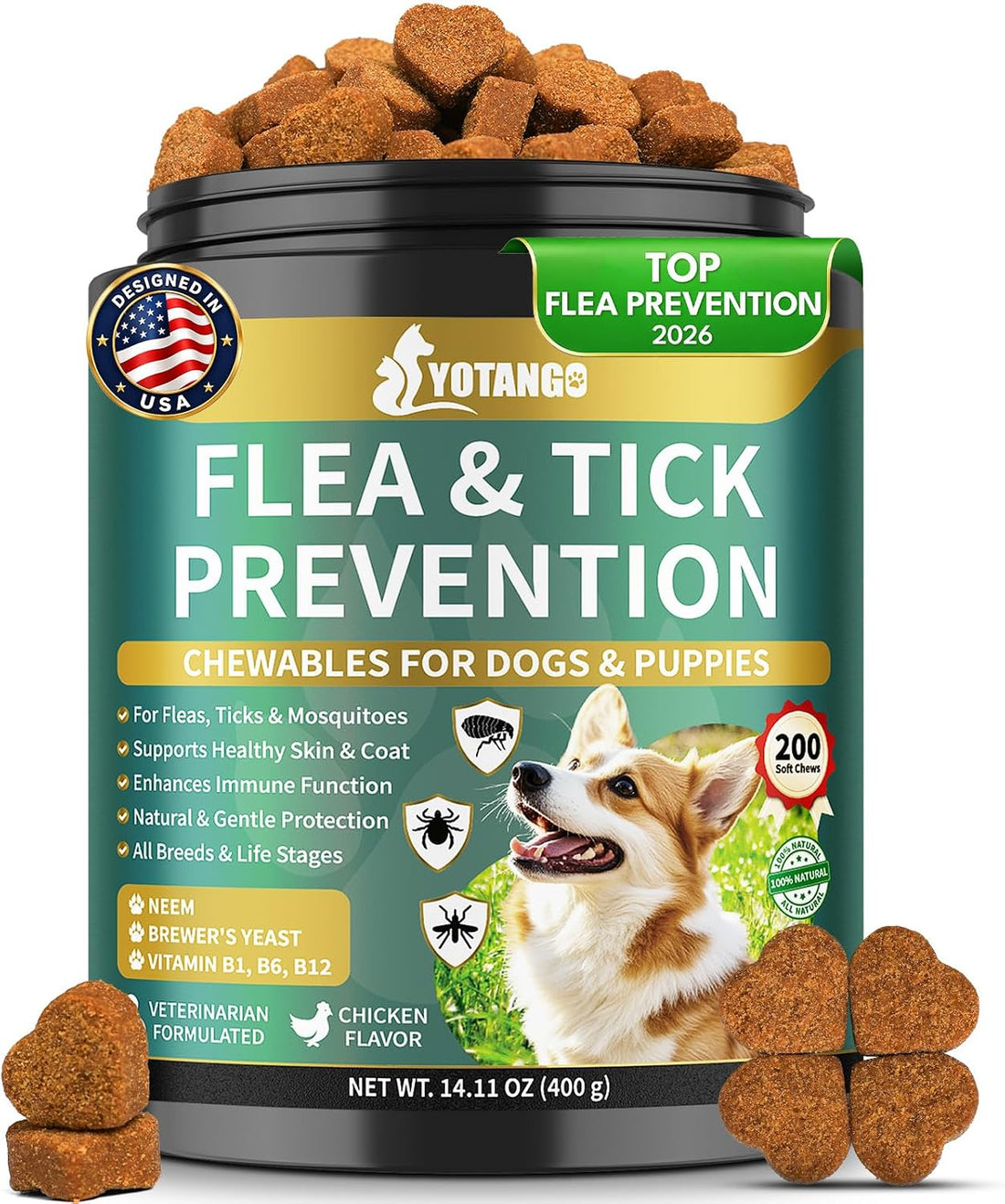 Flea and Tick Prevention for Dogs Chewable, Dog Flea Treatment, 200 Ct
