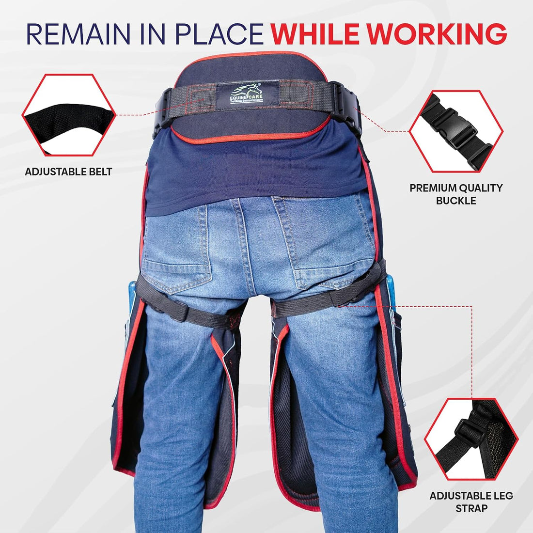 Equine Care Black Leather Farrier Apron Chaps, Canvas, Back Support
