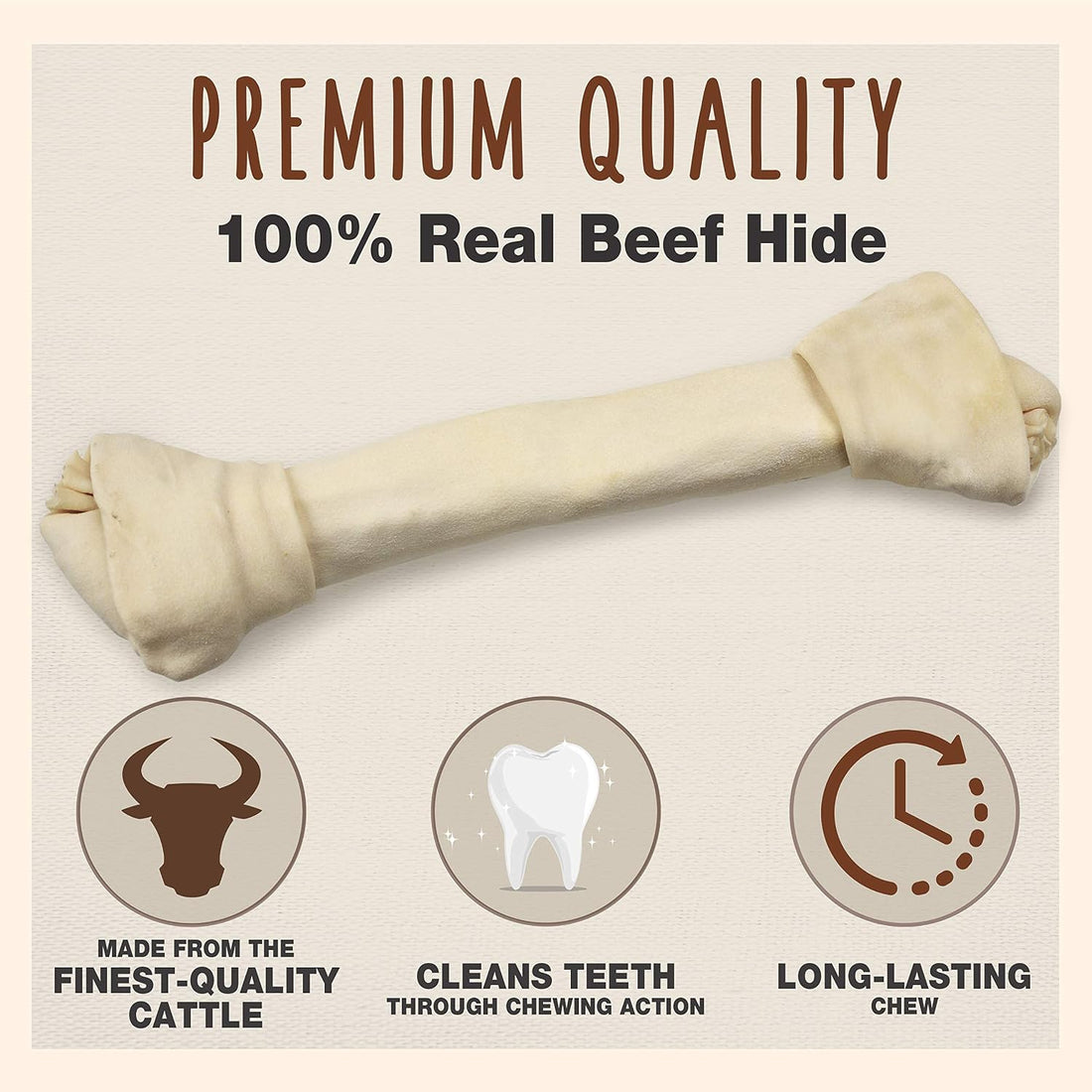 Cadet Premium Grade Beef Hide Knotted Bone Dog Chews, 13-14"