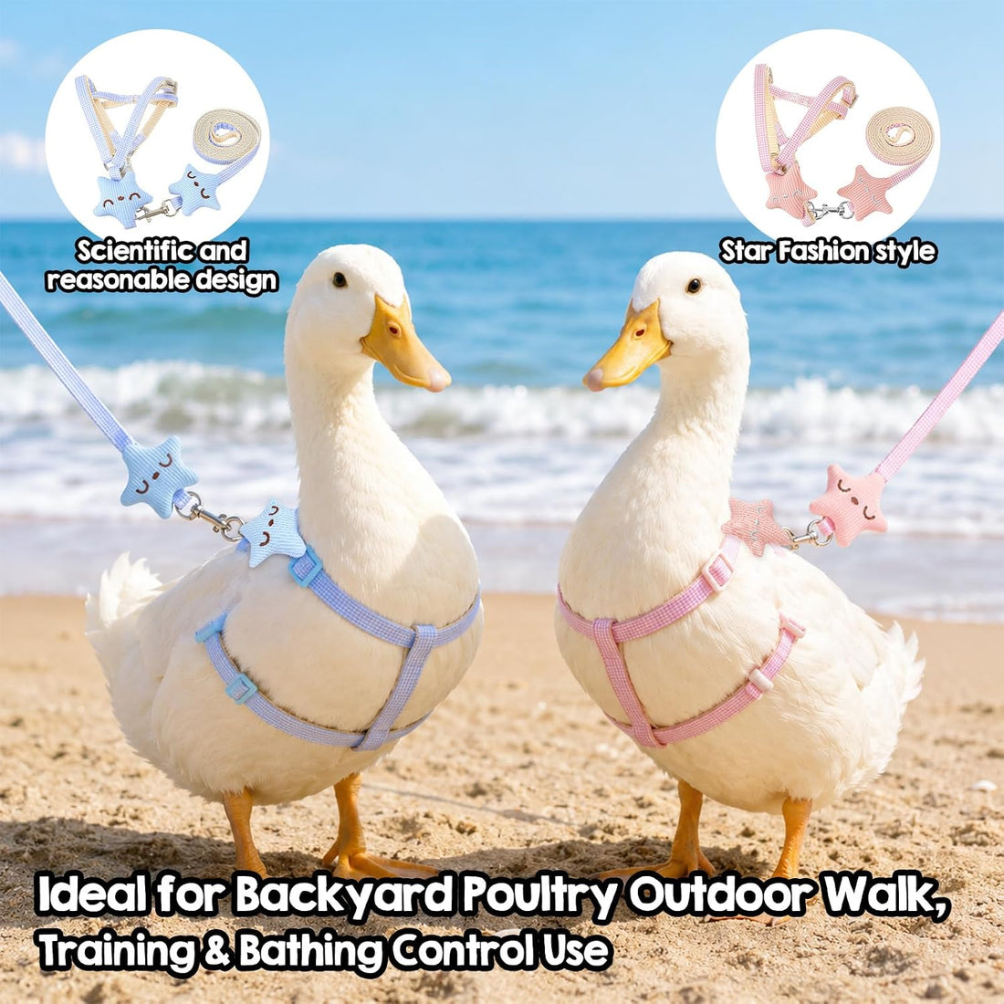 Andibro 2 Pcs Adjustable Chicken Harness and Leash Set