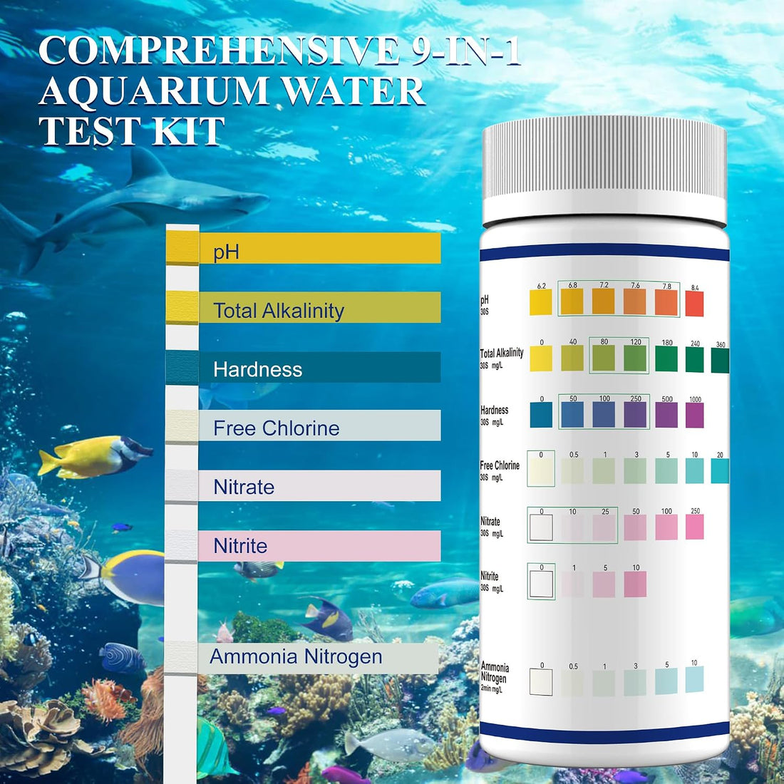 Aquarium Water Ammonia Test Strips 7 in 1