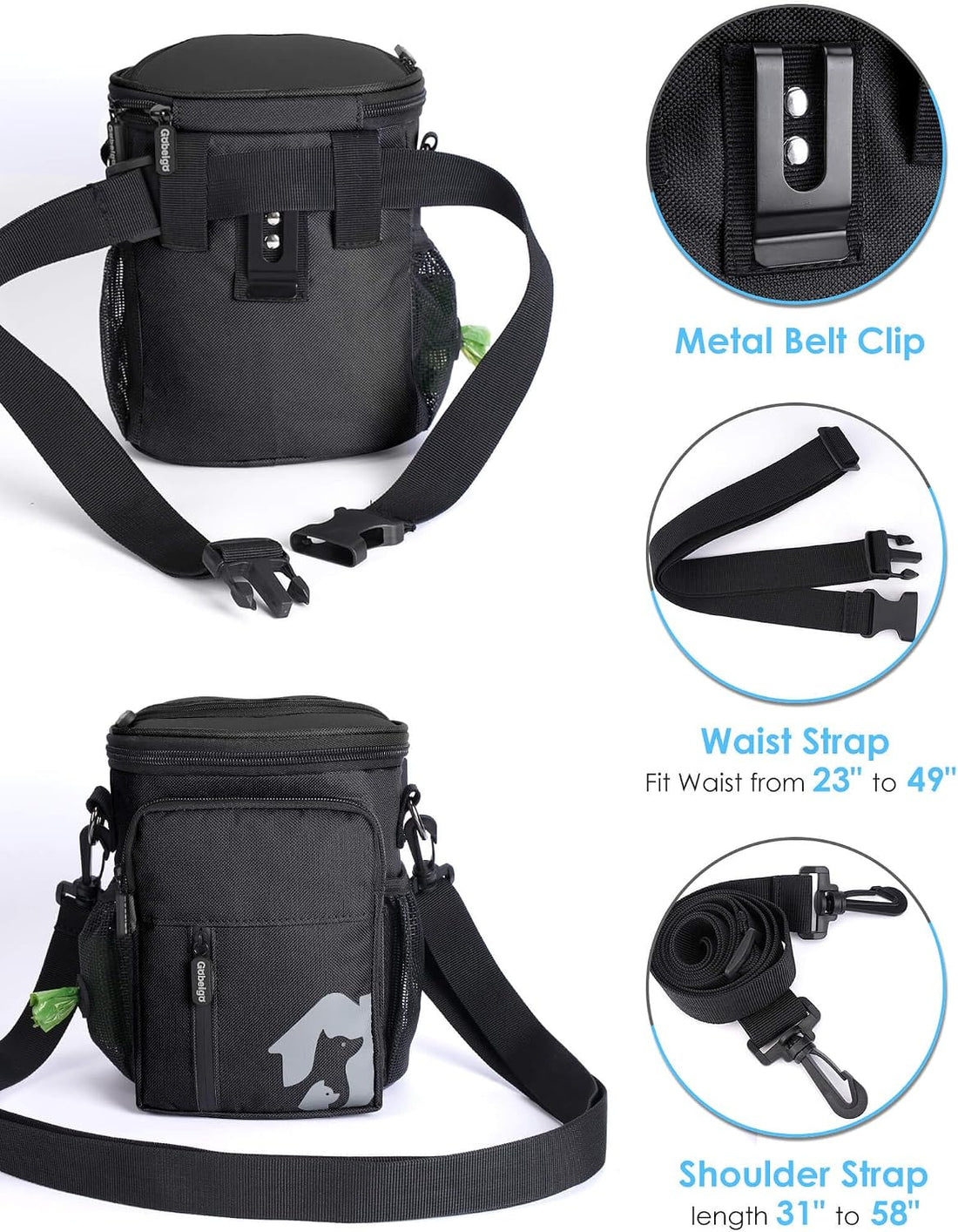 Gobeigo 8 Cup Dog Treat Pouch and Training Clicker