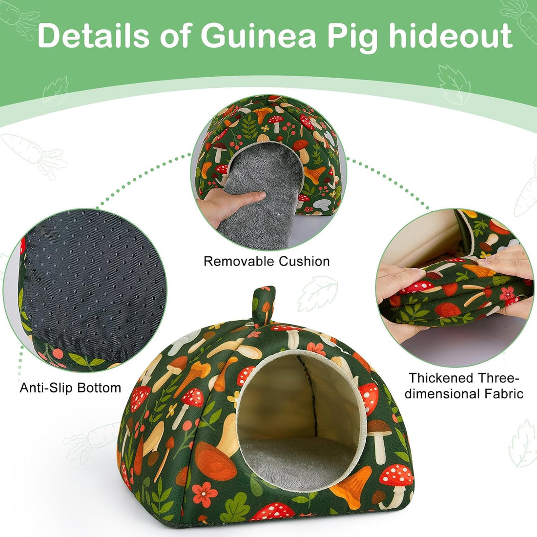Bienbee Guinea Pig Hideout, 2 Piece Washable Set for Small Animals