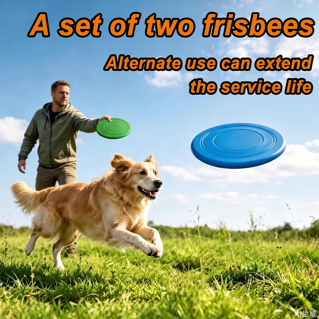 Dog Flying Disc, 2 Pack Dog Frisbee Toy Gift Set for Medium & Large