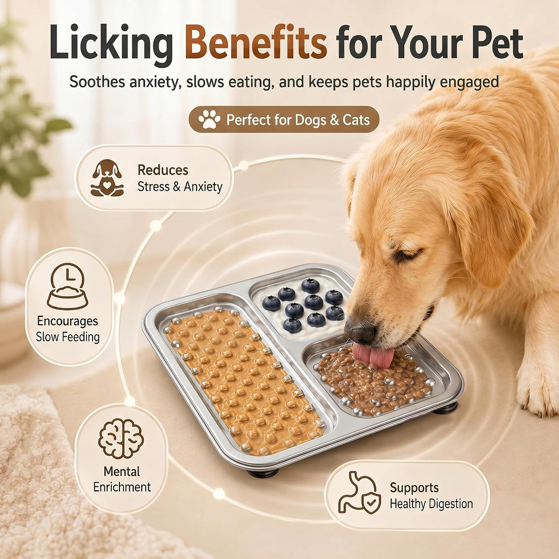 Stainless Steel Lick Mat for Dogs & Cats