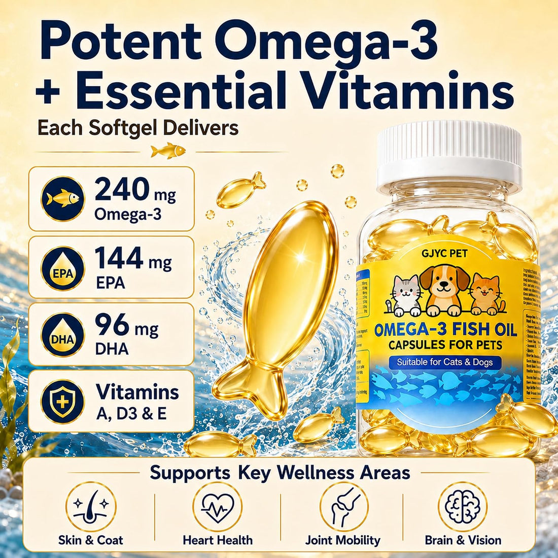 GJYC PET Fish Oil for Dogs & Cats