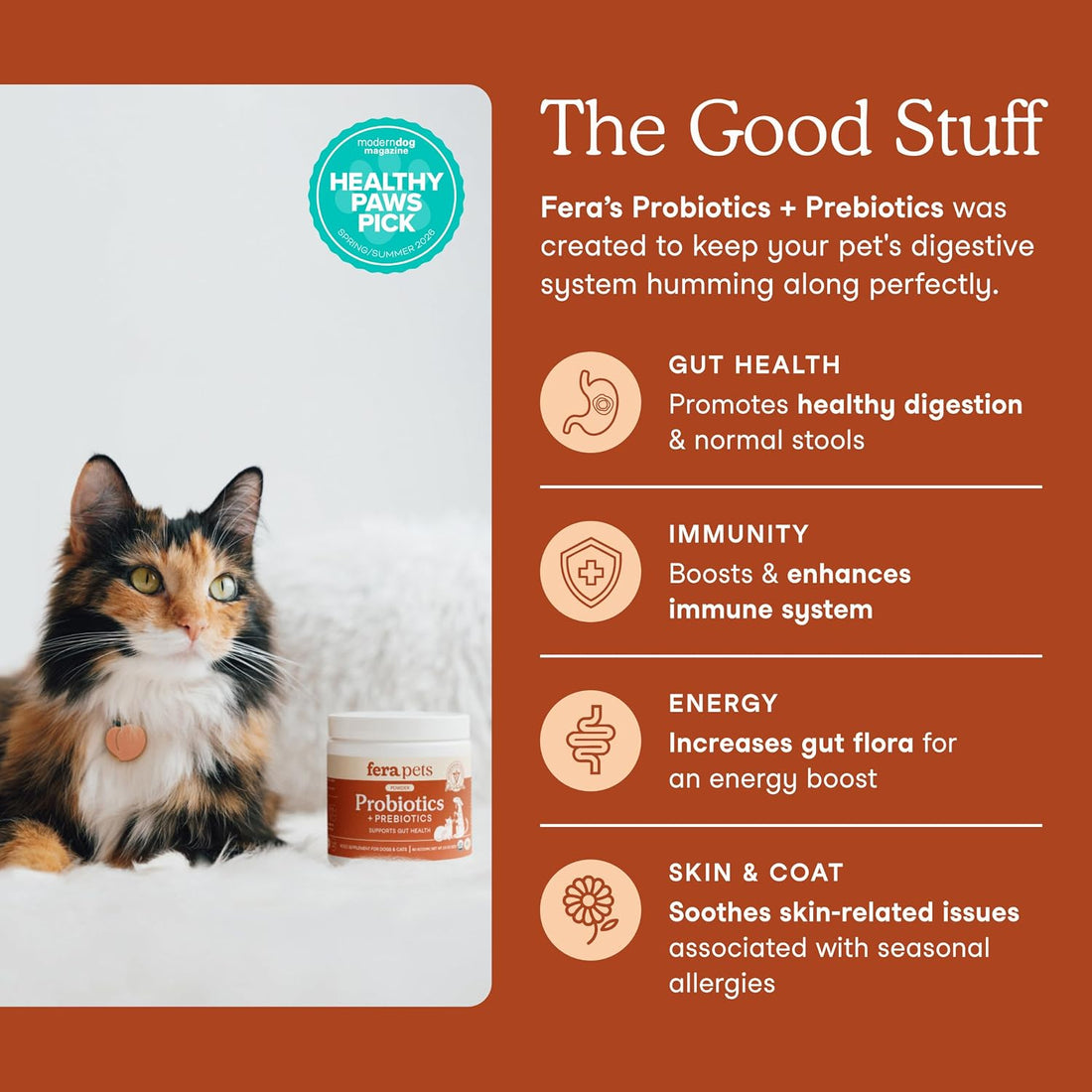 Fera Pets Probiotics for Dogs & Cats with Prebiotics