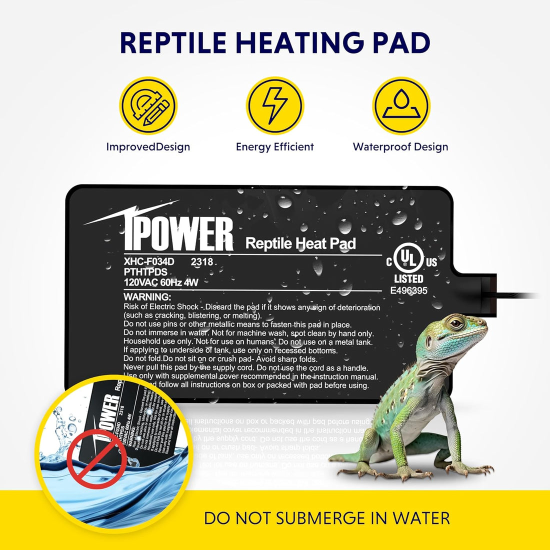 iPower 4X7 Inch Reptile Heating Pad and Digital Heat Mat Thermostat