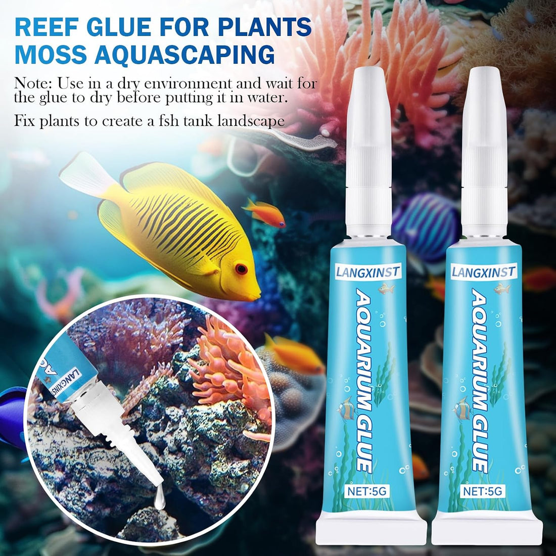 Aquarium Super Glue Gel Fish Safe for Coral, Moss and Plants