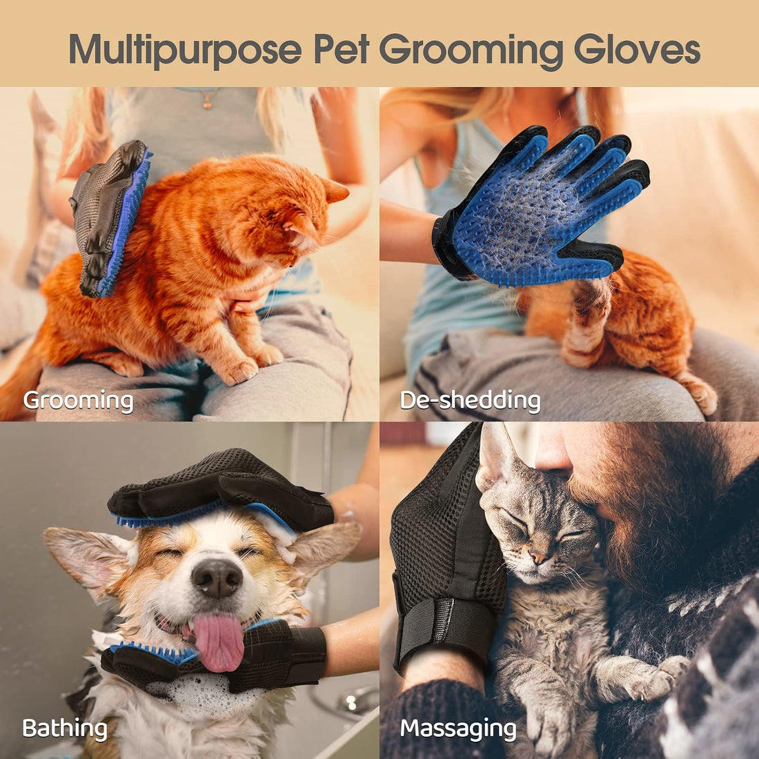 Upgrade Efficient Pet Hair Remover Gloves