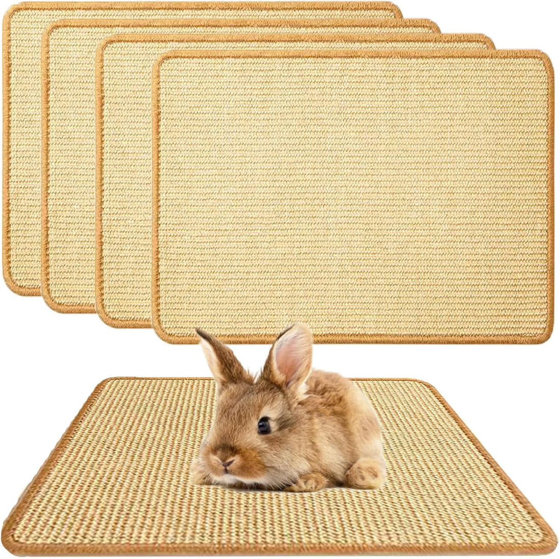2PCS Rabbit Scratch Mat, Natural Bunny Pad Claws and Teeth Care, 16x12