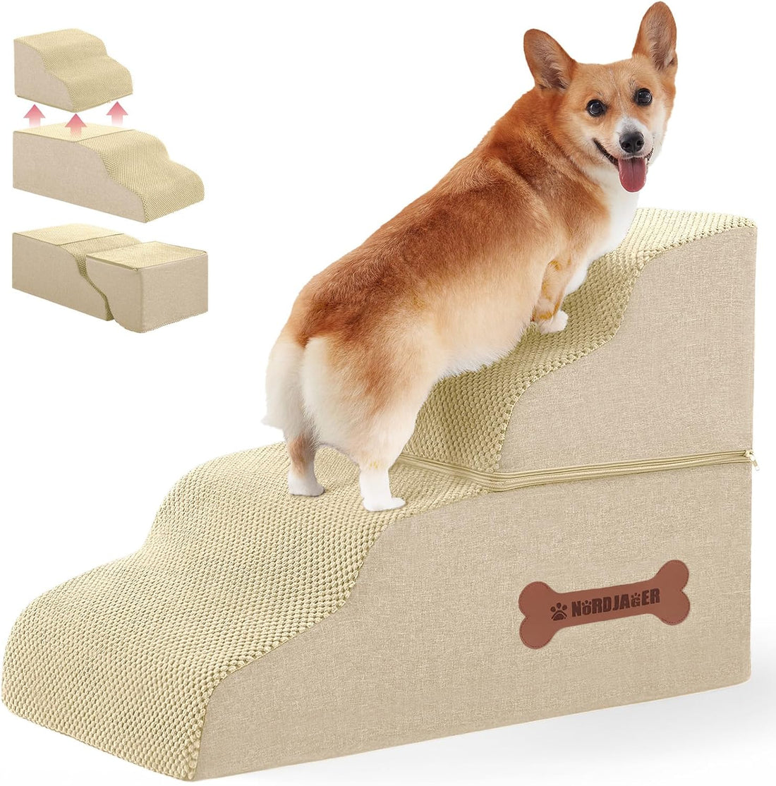 Dog Stairs 4 Steps for Small Dogs and Cats to Get on High Beds