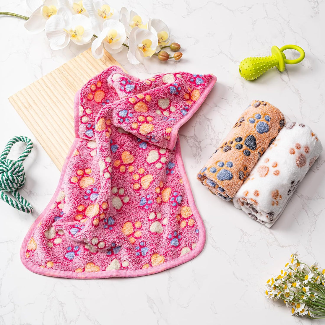 1 Pack 3 Blankets Fluffy Premium Fleece Soft Pet Blanket Flannel