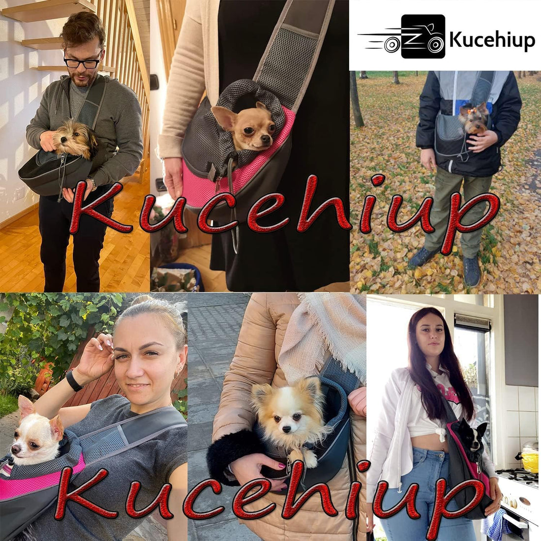 Kucehiup Pet Sling Carrier for Small Dogs Cats Breathable Mesh