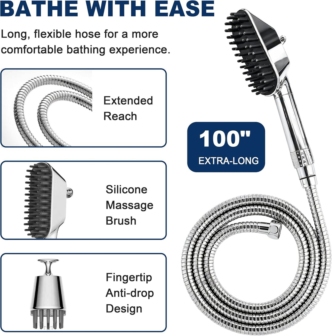 3 Mode Dog Shower Attachment with Pause Mode