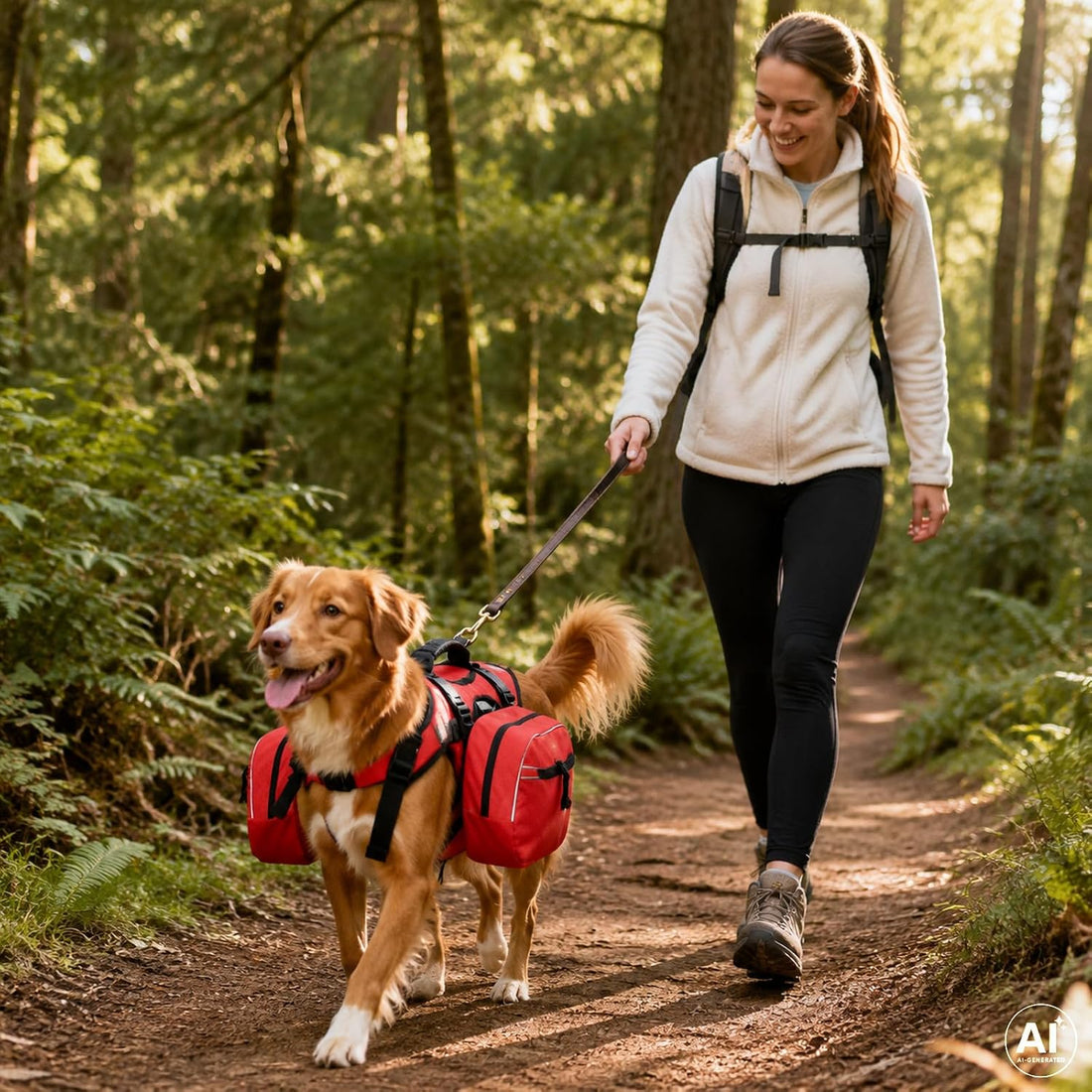 Dog Hiking Backpack, Dog Harness with Pockets Lightweight 2 in 1