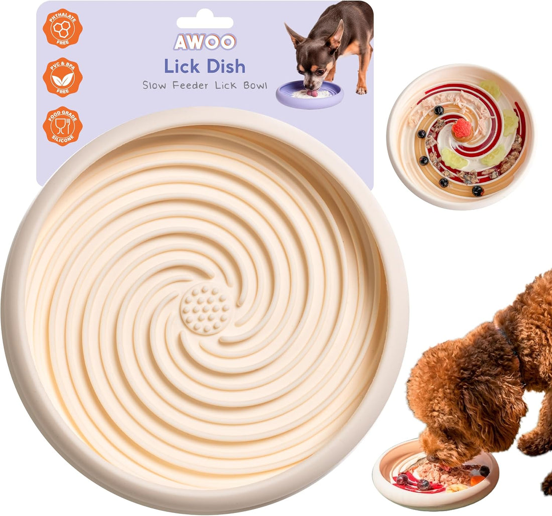Awoo Lick Dish Silicone Dog & Cat Lick Mat Slow Feeder Dish