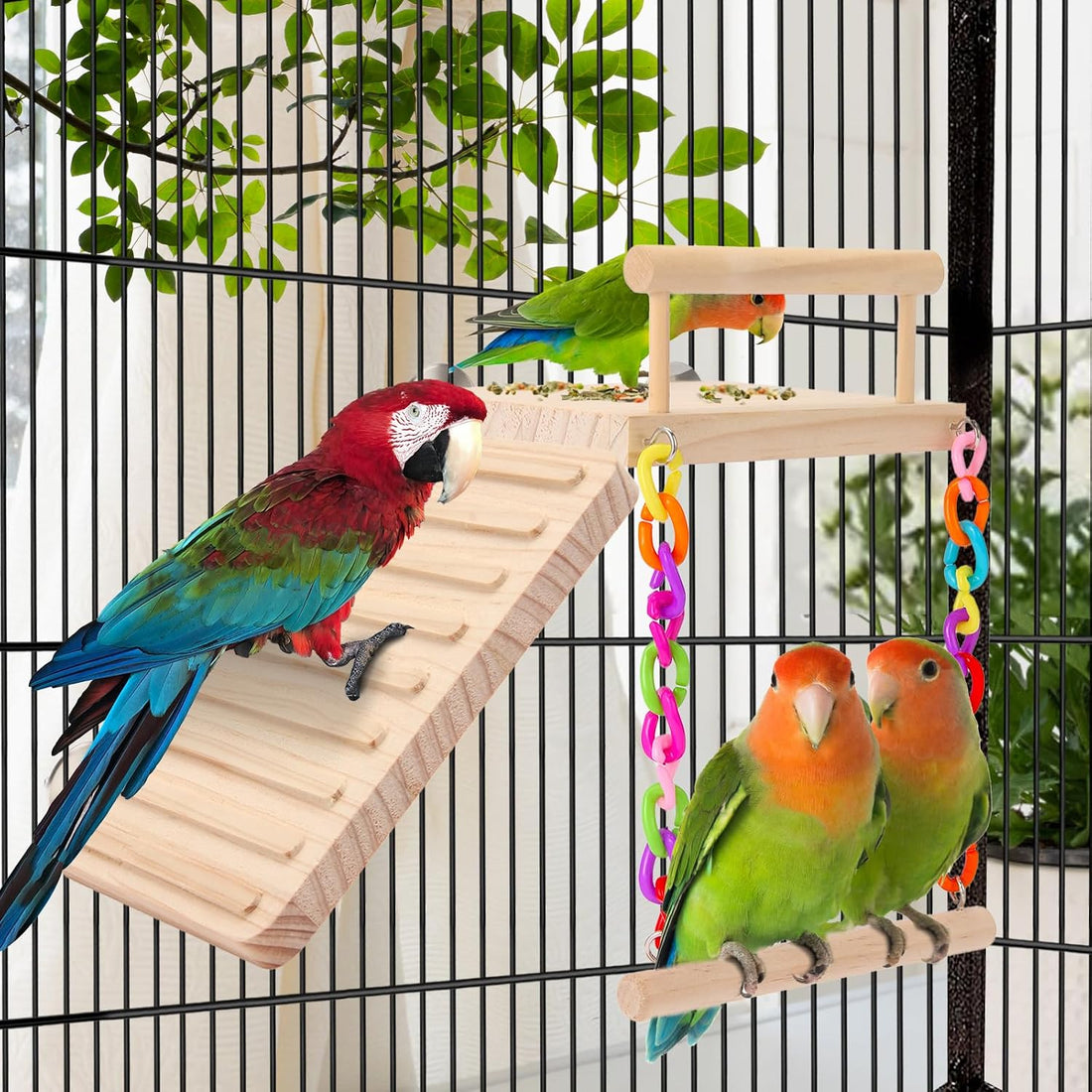 Kyouki Bird Perch Bird Cage Accessories Platform Swing