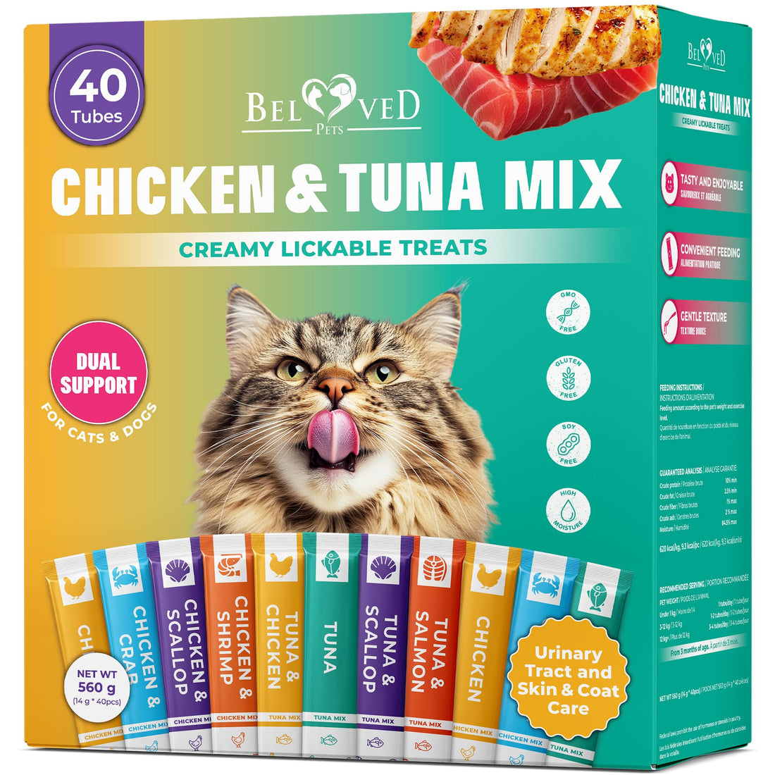 Creamy Lickable Cat Treats & Wet Food Squeeze Tubes