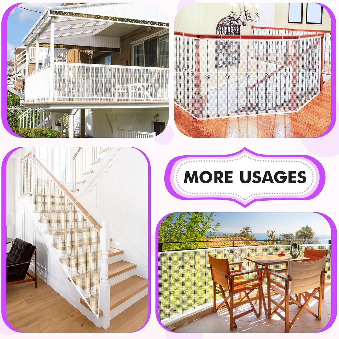 TUPI Banister Guard for Baby and Pet,Ultra-Fine Mesh for Balcony