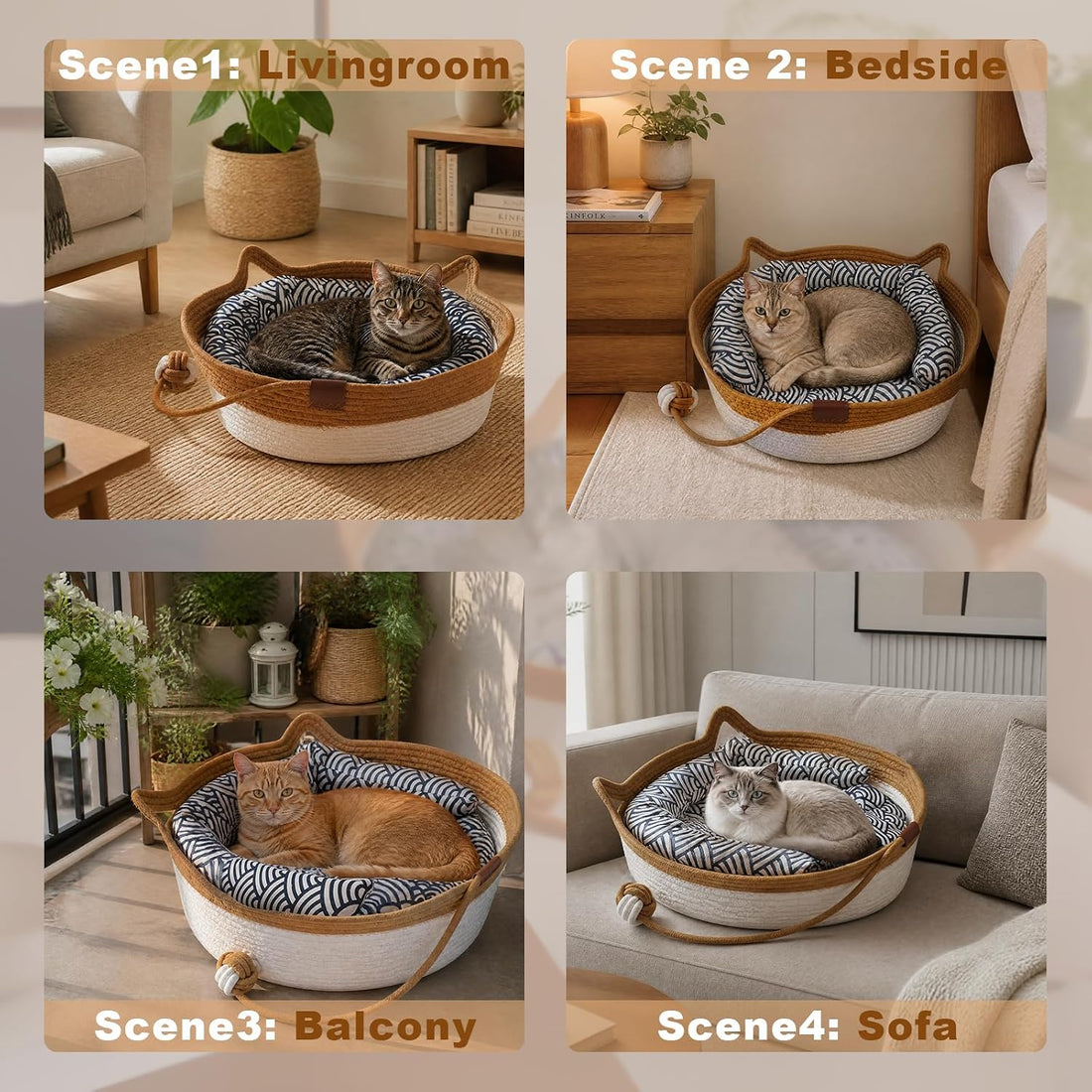 Stimuli Handwoven Cat Basket,Instinct Basket for Cats Basket Bed,Cat