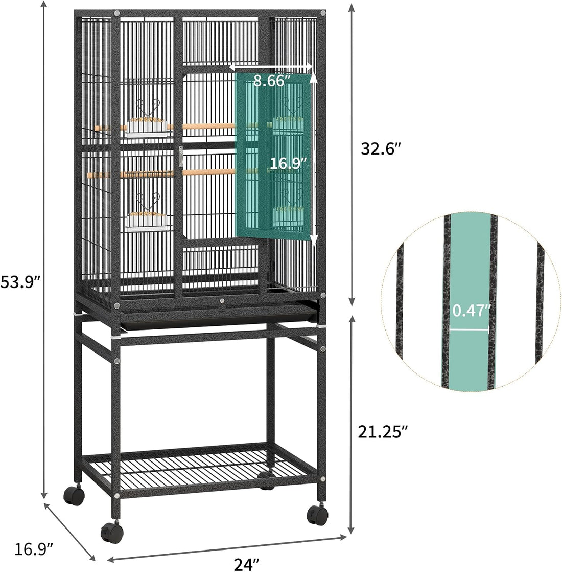 YITAHOME 53.9 inches Metal Bird Cage for Parakeets