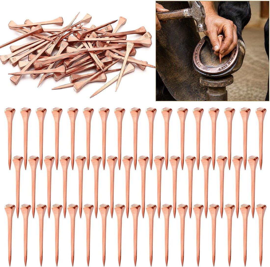Sosation 50 Pcs E5 2 Inch Horseshoe Nails Copper Plating Carbon Steel