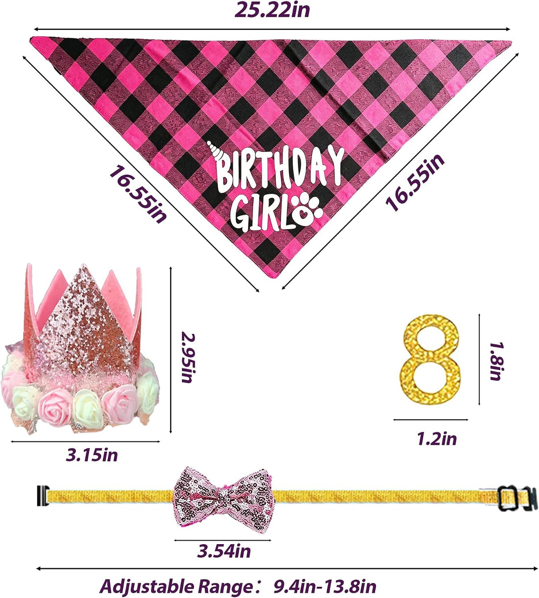Dog Birthday Party Supplies, Pink Birthday Girl Dog Bandana