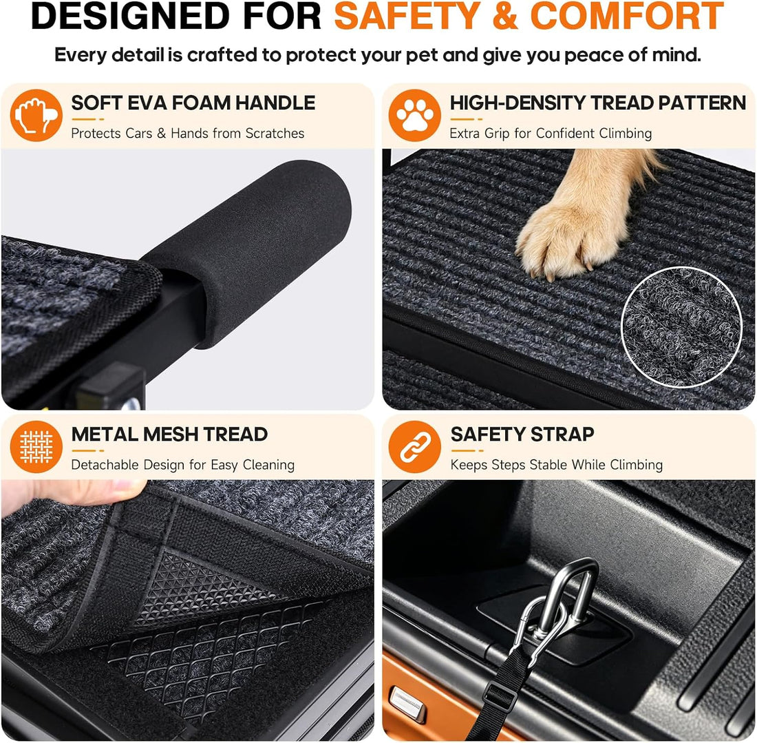 Foldable Dog Steps for Car SUV Truck, Dog Car Stairs for Large Dogs