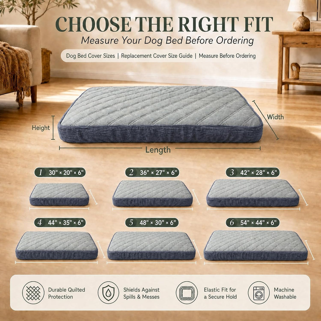 Waterproof Dog Bed Cover,Easy Replacement Cover,Dark Grey 54x44