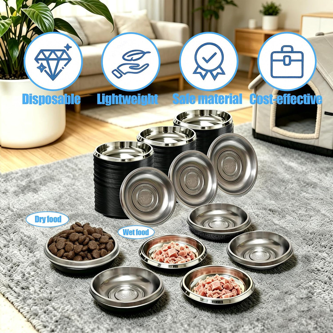 Small Disposable Cat Food Bowls 300 Pack, 30g Portion Cup