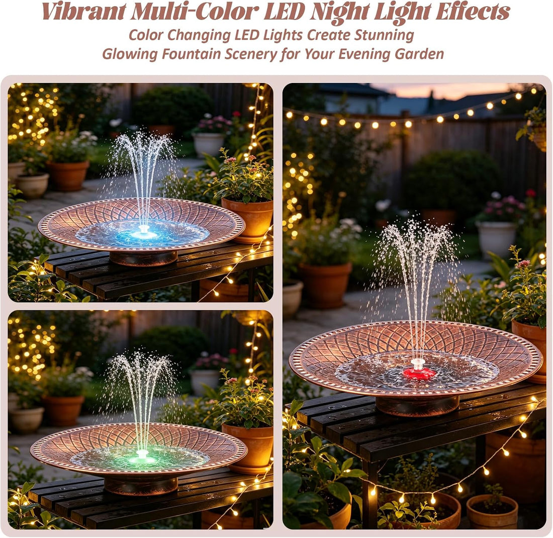 19.6" Large Bird Bath with Solar Fountain