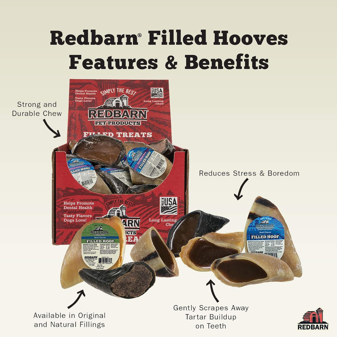 Redbarn Pet Products Filled Hooves-Cheese n' Bacon for Dogs