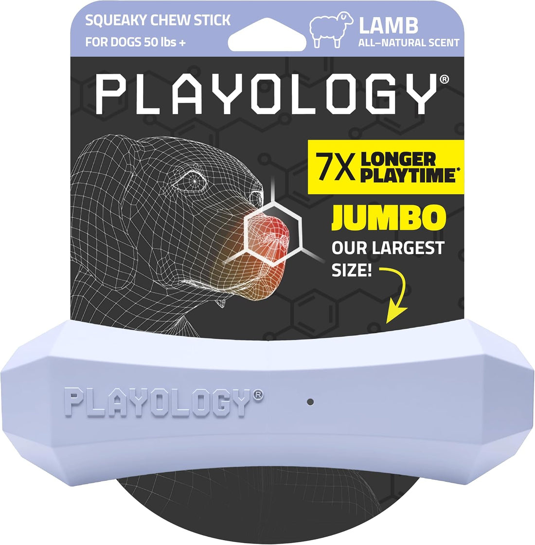 Playology Squeaky Chew Stick - Scented Dog Toy - Jumbo, Beef Scent