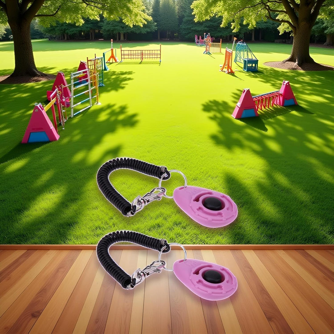 2Pcs Pink Dog Clicker for Training Easy to Use with Button Dog