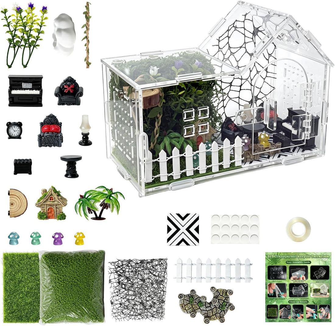 MHDGG Jumping Spider Enclosure Kit, Clear Acrylic Terrarium, 2 Pack