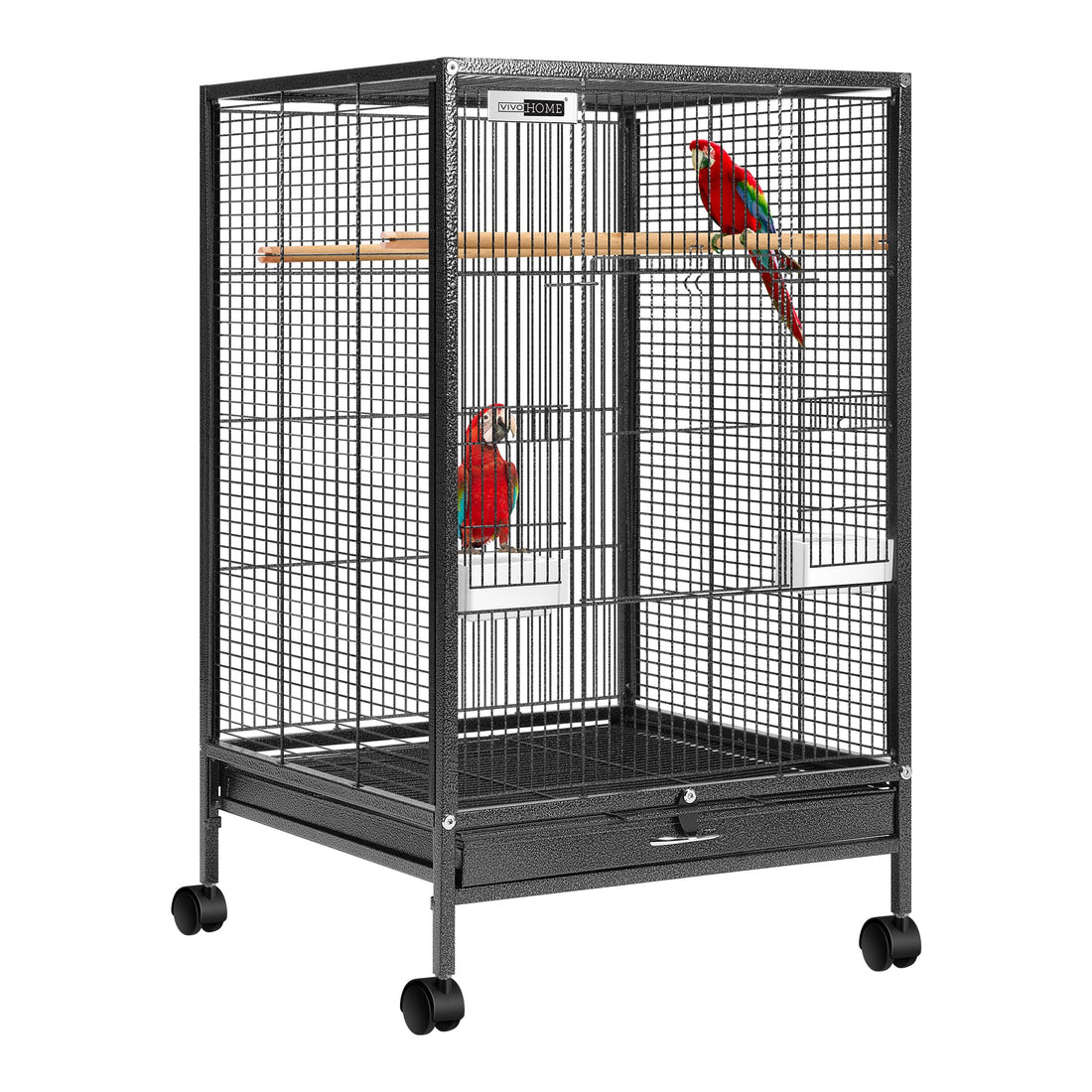VIVOHOME 30 Inch Height Wrought Iron Bird Cage with Rolling Stand