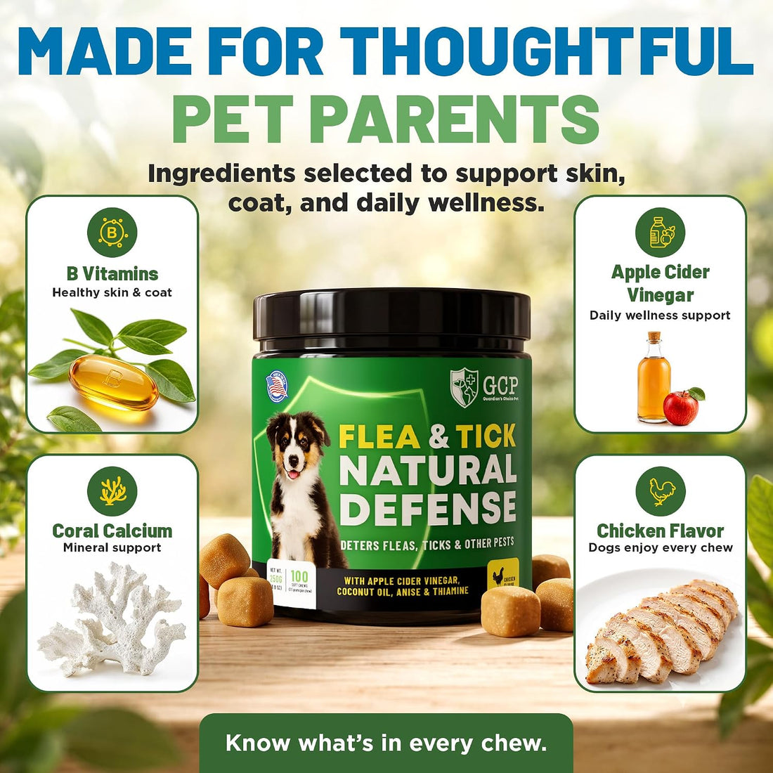 Guardian’s Choice Flea Chews for Dogs, Pet Flea Chewable, 100 Count