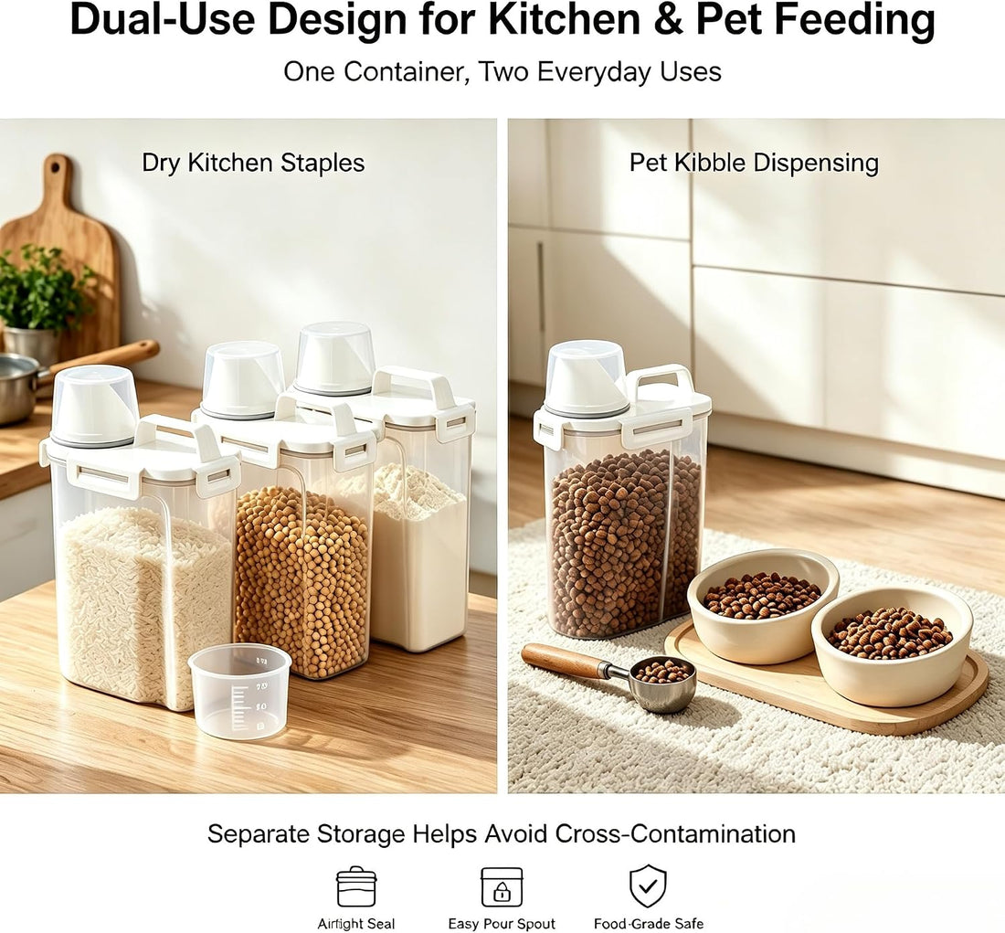 Gagee 4 Pack 3-5 Lb Pet Dog Cat Food Storage Container With Measuring
