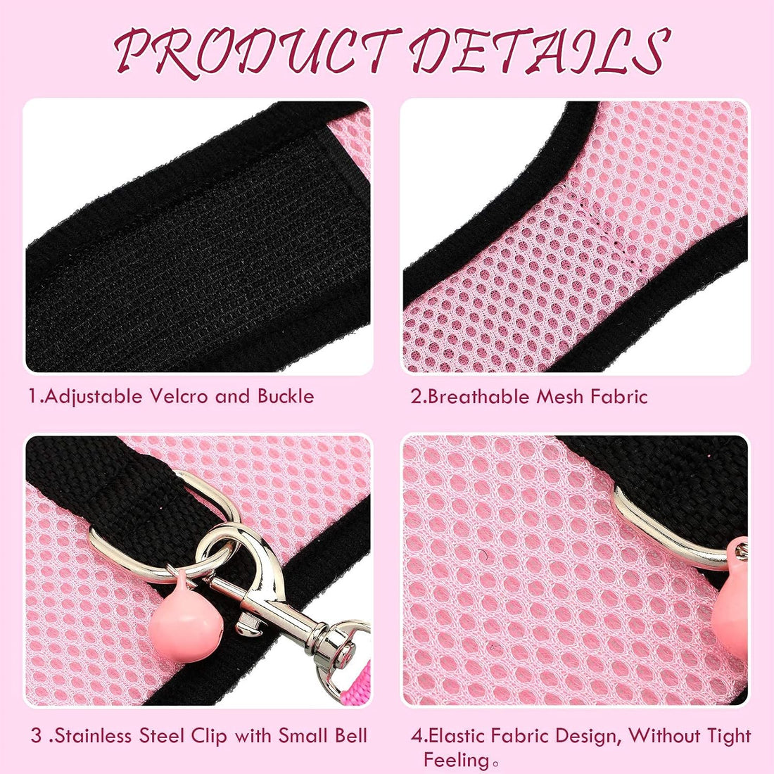 Satinior 2 Sets Guinea Pig Harness and Leash Kit, Green, Pink, S